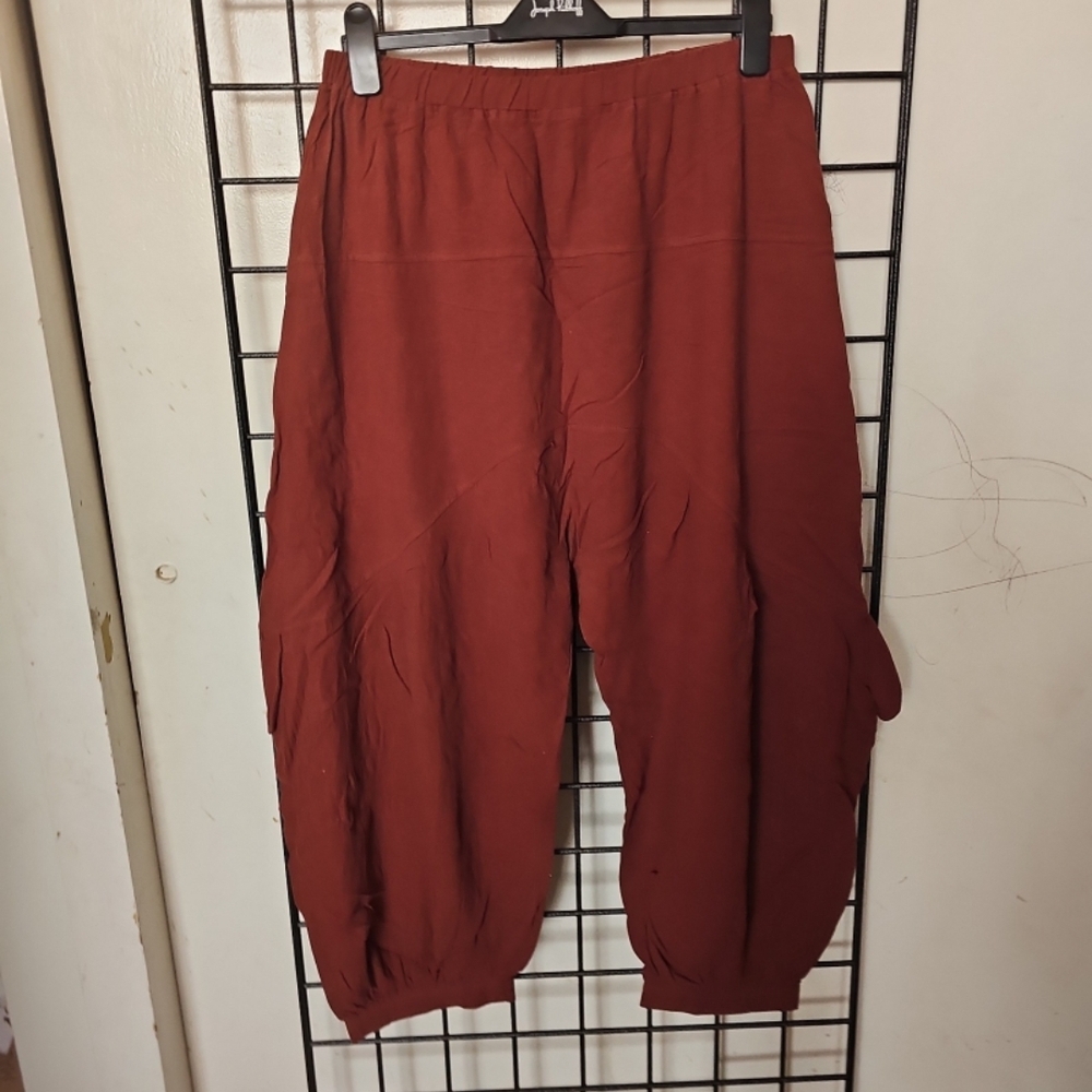 Zanzea Men's Cargo Pants in Deep Red